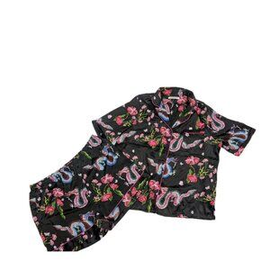 Their Nibs Pajama Set Top & shorts Women's XL Y2K Dragon Oriental Satin